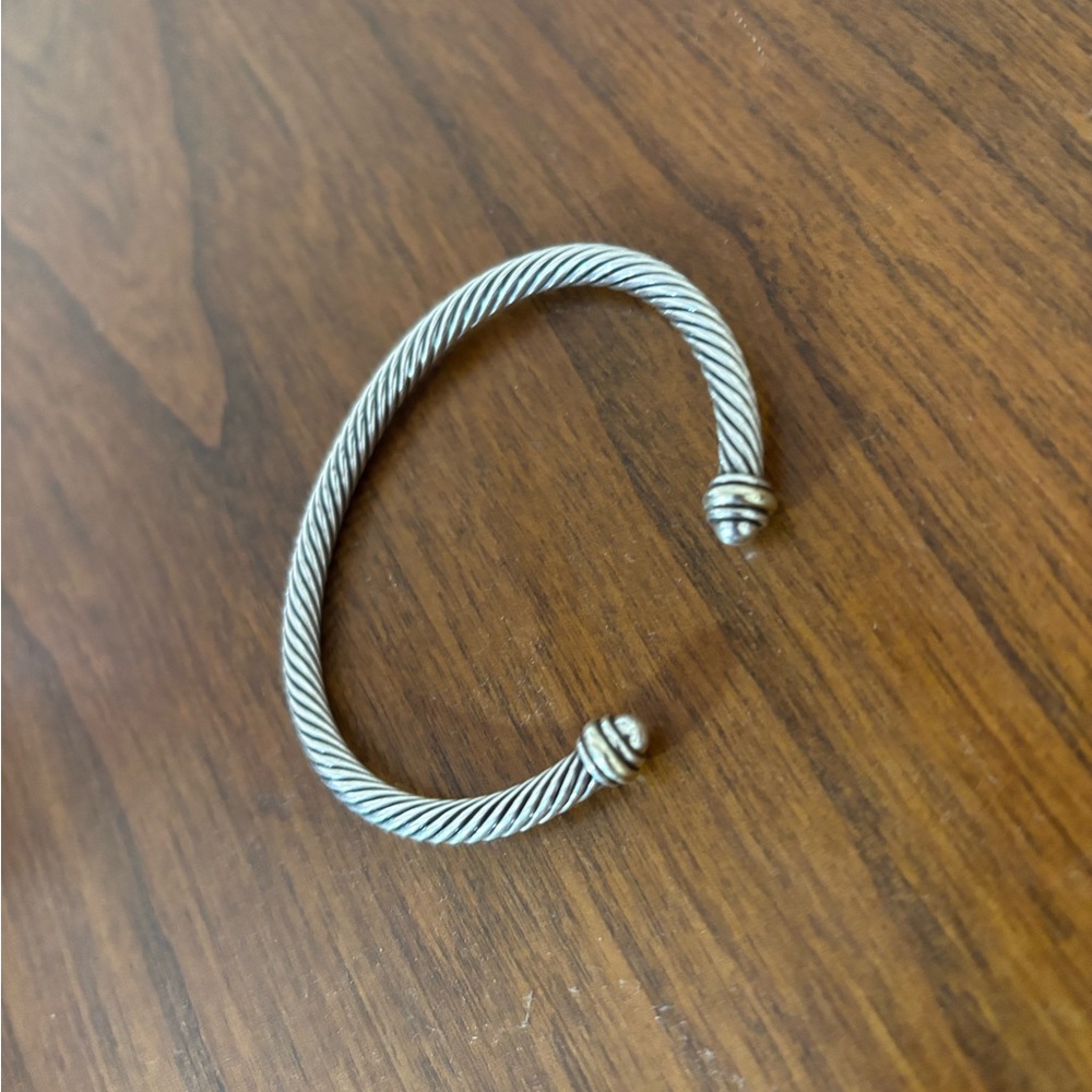 Silver Twisted Open Cuff Bracelet